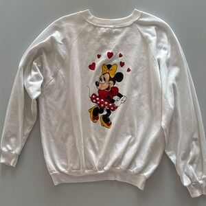 VTG Disney Womens XL Sweater Minnie Mouse Crewneck 90s USA White *Read Details*